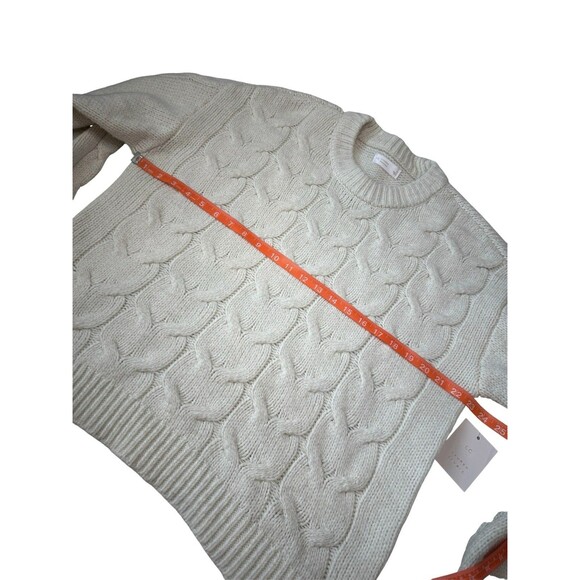 Women's LC Lauren Conrad Sweater Size Large White Cream Cable Knit Crewneck - Picture 12 of 13